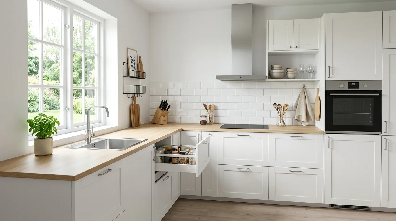 Style the counters lightly so the room feels bigger inspiration for an IKEA kitchen.